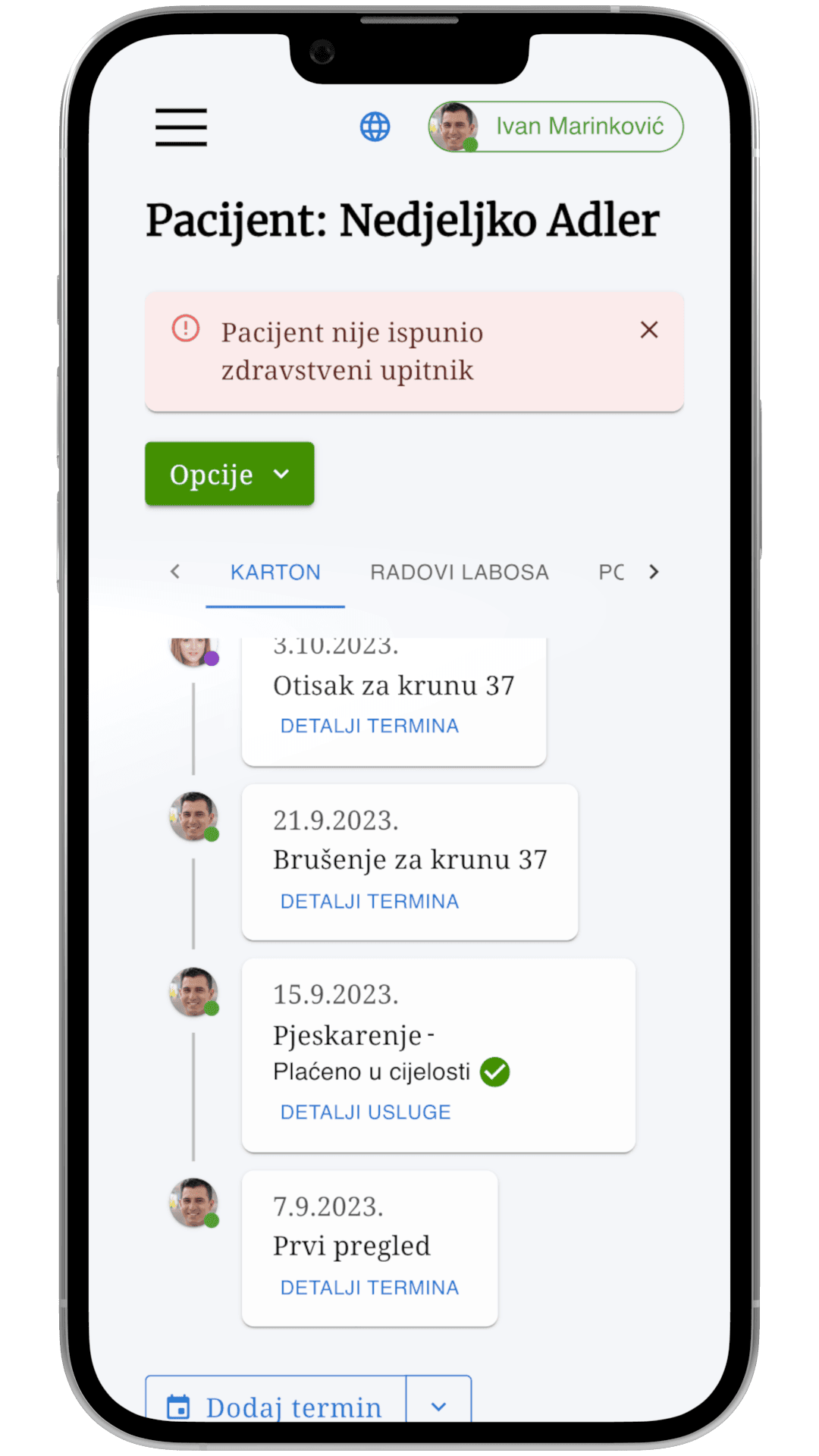 Mobilna aplikacija — Pacijenti